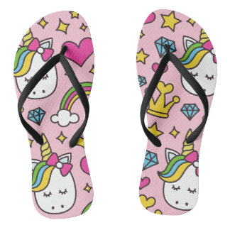 Funny Unicorn Muster Pink Magic Horse Niedlich Badesandalen