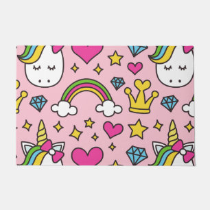 Funny Unicorn Muster Pink Magic Horse Niedlich Fußmatte