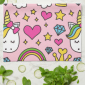 Funny Unicorn Muster Pink Magic Horse Niedlich Geschirrtuch (Gefaltet)