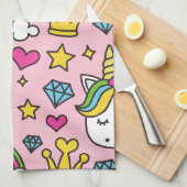 Funny Unicorn Muster Pink Magic Horse Niedlich Geschirrtuch (Viertel Falte)
