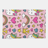 Funny Unicorn Muster Pink Magic Horse Niedlich Geschirrtuch (Horizontal)