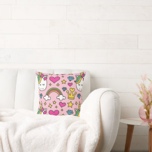 Funny Unicorn Muster Pink Magic Horse Niedlich Kissen