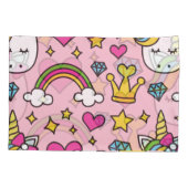 Funny Unicorn Muster Pink Magic Horse Niedlich Kissenbezug (Rückseite-Links)