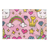 Funny Unicorn Muster Pink Magic Horse Niedlich Kissenbezug (Vorderseite-Links)