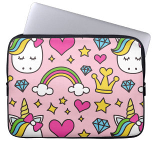 Funny Unicorn Muster Pink Magic Horse Niedlich Laptopschutzhülle