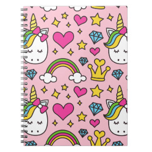 Funny Unicorn Muster Pink Magic Horse Niedlich Notizblock