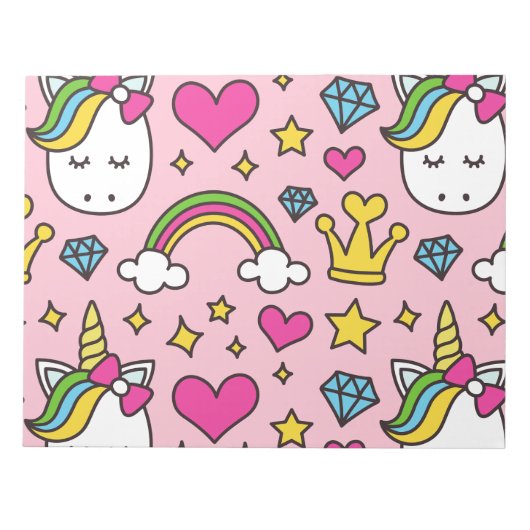 Funny Unicorn Muster Pink Magic Horse Niedlich Notizblock (Vorderseite)