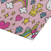 Funny Unicorn Muster Pink Magic Horse Niedlich Schneidebrett (Ecke)