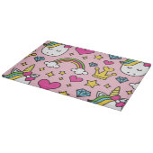 Funny Unicorn Muster Pink Magic Horse Niedlich Schneidebrett (Ecke)