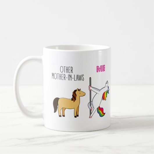 Funny Unicorn Mutter in Law Gastgeschenk Hochzeit Kaffeetasse (Links)