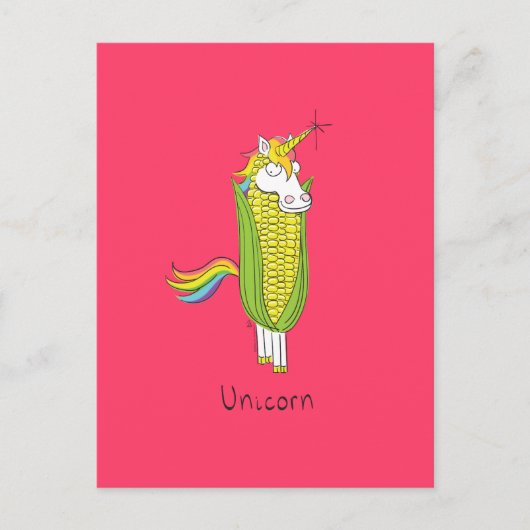 Funny Unicorn Niedlich Kids Cartoon Postkarte (Vorderseite)