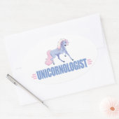 Funny Unicorn Ovaler Aufkleber (Umschlag)