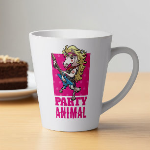Funny Unicorn Party Animal Glam Rocker Cartoon Milchtasse