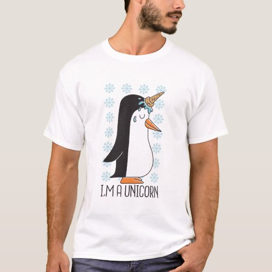 Funny Unicorn Penguin T-Shirt (Vorderseite)