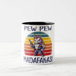 FUNNY UNICORN PEW PEW MADAFAKAS ZWEIFARBIGE TASSE