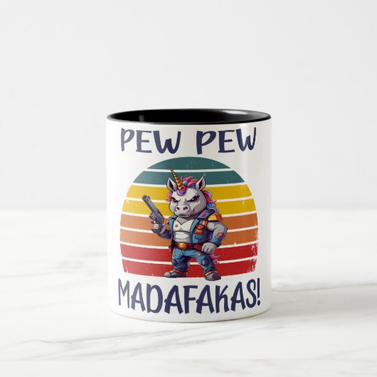 FUNNY UNICORN PEW PEW MADAFAKAS ZWEIFARBIGE TASSE (Mittel)