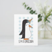Funny Unicorn Pinguin Postcard Postkarte (Stehend Vorderseite)