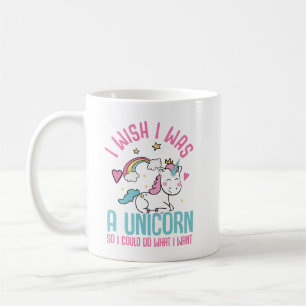 Funny Unicorn Regenbogen mit Typografie Zitat Kaffeetasse