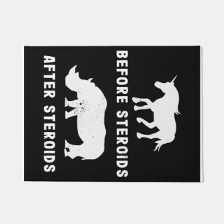 Funny Unicorn Rhino Vor Steroiden nach Steroiden Fußmatte