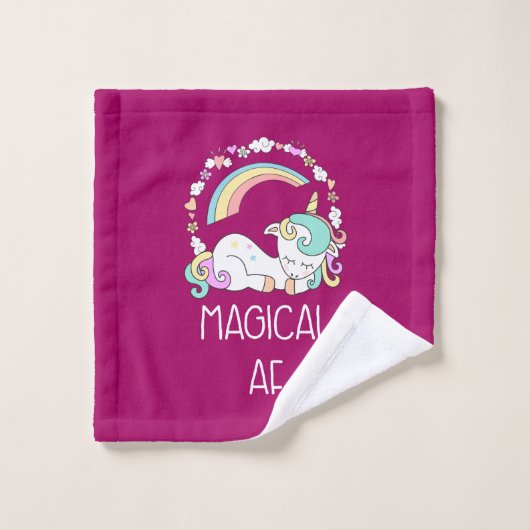 Funny Unicorn Sprichwort Magical AF Badhandtuch Set (Waschlappen)