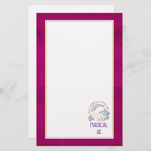 Funny Unicorn Sprichwort Magical AF Briefpapier (Vorne/Hinten)