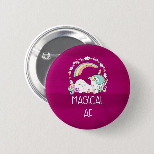 Funny Unicorn Sprichwort Magical AF Button (Vorne & Hinten)