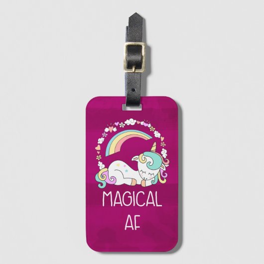 Funny Unicorn Sprichwort Magical AF Gepäckanhänger (Vorderseite Vertikal)