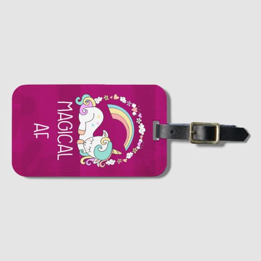 Funny Unicorn Sprichwort Magical AF Gepäckanhänger (Vorderseite (Horizontal))