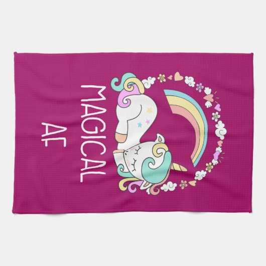 Funny Unicorn Sprichwort Magical AF Illustration Geschirrtuch (Horizontal)