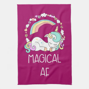 Funny Unicorn Sprichwort Magical AF Illustration Geschirrtuch