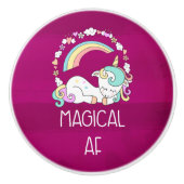 Funny Unicorn Sprichwort Magical AF Keramikknauf (Vorderseite)