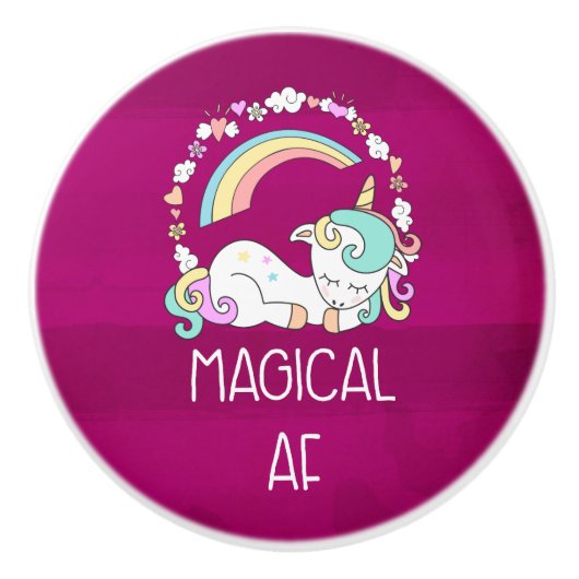 Funny Unicorn Sprichwort Magical AF Keramikknauf (Vorderseite)