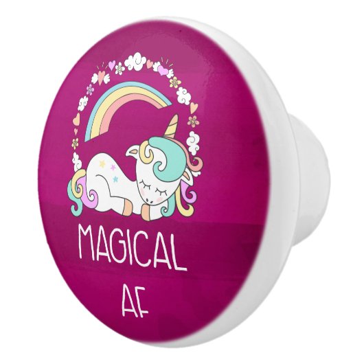 Funny Unicorn Sprichwort Magical AF Keramikknauf (Rechts)