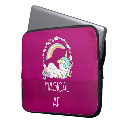 Funny Unicorn Sprichwort Magical AF Laptopschutzhülle (Vorderseite Links)
