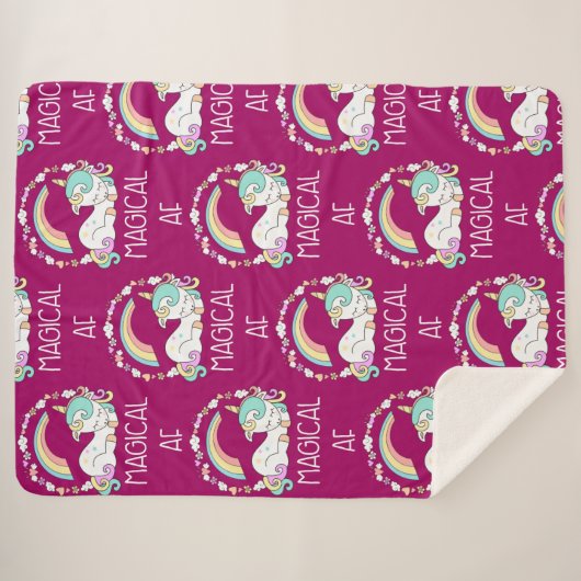 Funny Unicorn Sprichwort Magical AF Sherpadecke (Vorderseite (Horizontal))