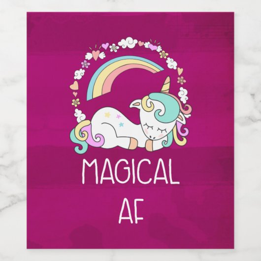 Funny Unicorn Sprichwort Magical AF Weinetikett (Einzelnes Label)