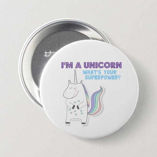 Funny Unicorn Superpower Button (Vorne & Hinten)