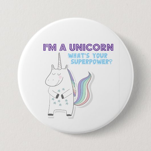 Funny Unicorn Superpower Button (Vorderseite)