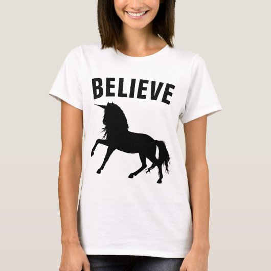 Funny UNICORN T - Shirt BELIEVE (Vorderseite)