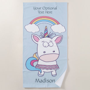 Funny Unicorn unter Rainbow individuelle Name & co Strandtuch
