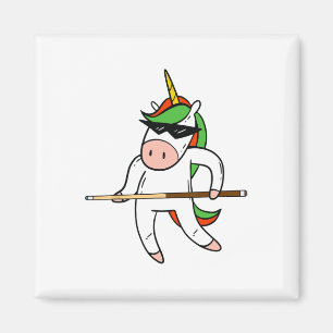 Funny Unicorn Webern Sungles Playing Billiards Gi Magnet