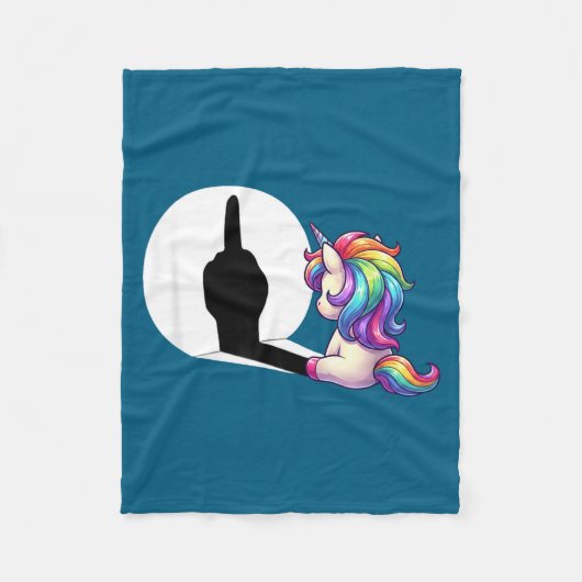 Funny Unicorn With Middle Finger Morning Grouch  Fleecedecke (Vorderseite)