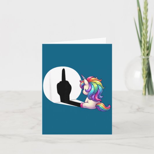 Funny Unicorn With Middle Finger Morning Grouch  Karte (Vorderseite)
