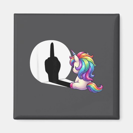 Funny Unicorn With Middle Finger Morning Grouch Magnet (Vorne)