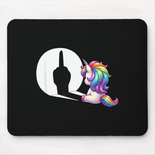 Funny Unicorn With Middle Finger Morning Grouch Mousepad (Vorne)