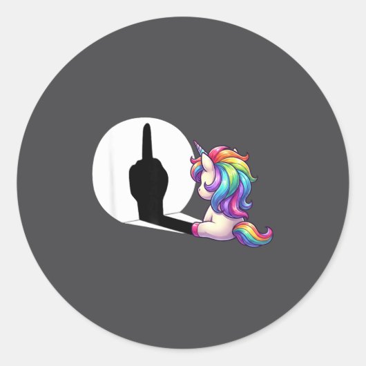 Funny Unicorn With Middle Finger Morning Grouch Runder Aufkleber (Vorderseite)