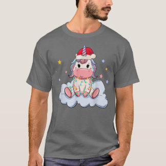Funny Unicorns Weihnachtslicht Weihnachtsmannmütze T-Shirt