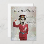 Funny Unified Militär Hund Save the Date Ankündigungspostkarte (Vorne/Hinten)