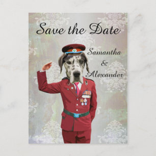 Funny Unified Militär Hund Save the Date Ankündigungspostkarte