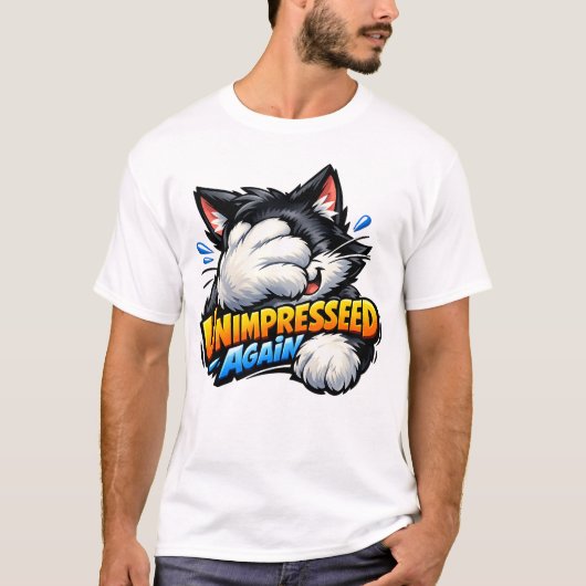 Funny Unimpressed Cat Basic T-Shirt - Grumpy (Vorderseite)
